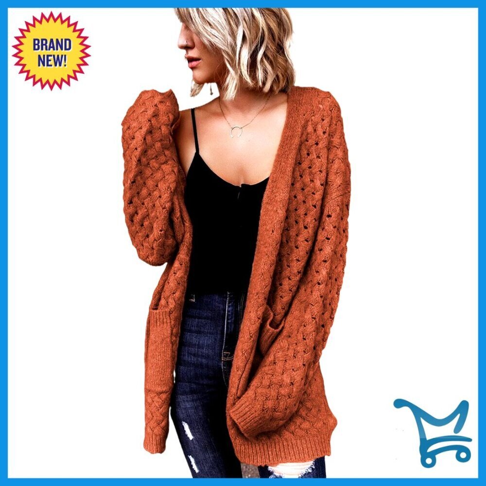 Chunky Cable Knit Cardigan Open Front Long Sleeve Oversized Chic Cozy Sweater